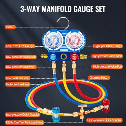 Professional HVAC AC Vacuum Pump Kit - 4.5 CFM, Manifold Gauge, Leak Detector - Image 5