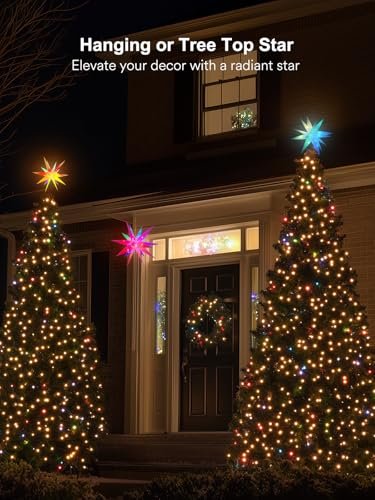 Moravian Star Christmas Tree Topper LED Light - App Controlled Color Changing - Image 5