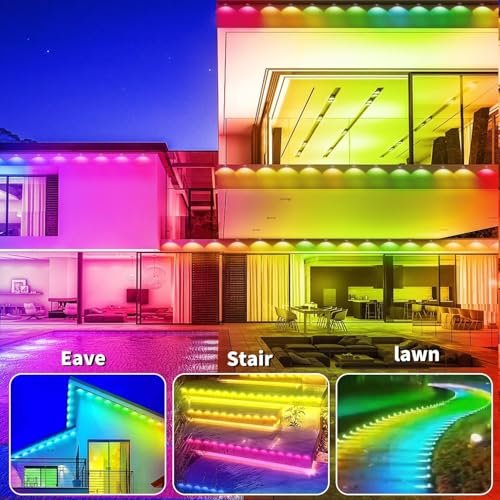 RGB LED Outdoor String Lights 200ft Smart WiFi Christmas Decoration Waterproof - Image 9