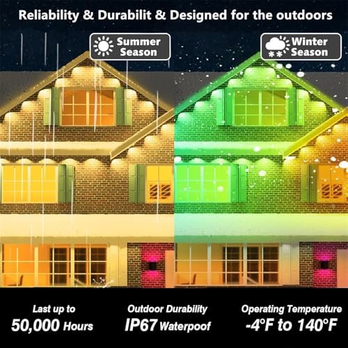 RGB LED Outdoor String Lights 200ft Smart WiFi Christmas Decoration Waterproof - Image 4