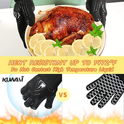 Pro BBQ Gloves: Heat Resistant 1472°F Silicone Grill Mitts for Cooking & Camping - Image 4
