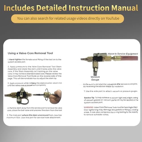 YUNPLE HVAC Valve Core Remover Tool | 1/4" Mega Flow Vacuum Tool - Image 6