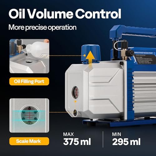 VIVOHOME AC Vacuum Pump Kit: 1/3 HP 4.5CFM Refrigeration Manifold Gauge Set - Image 3