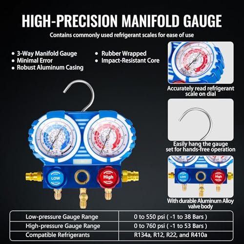 Professional HVAC AC Vacuum Pump Kit - 4.5 CFM, Manifold Gauge, Leak Detector - Image 6