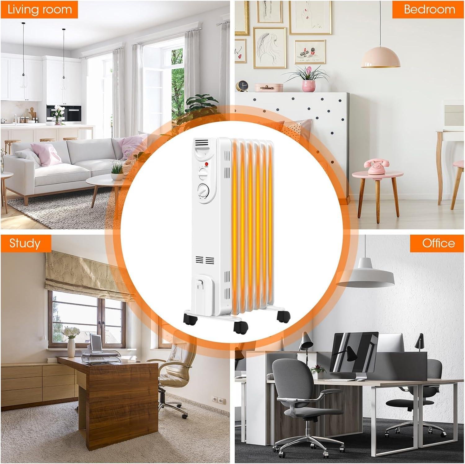 Stay Cozy with Our Portable 1500W Oil Heater: Safe & Energy-Saving!